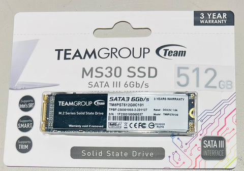 New TeamGroup TM8PS7512G 512GB SATA Rev. 3.0 (6Gb/s) M.2 SSD