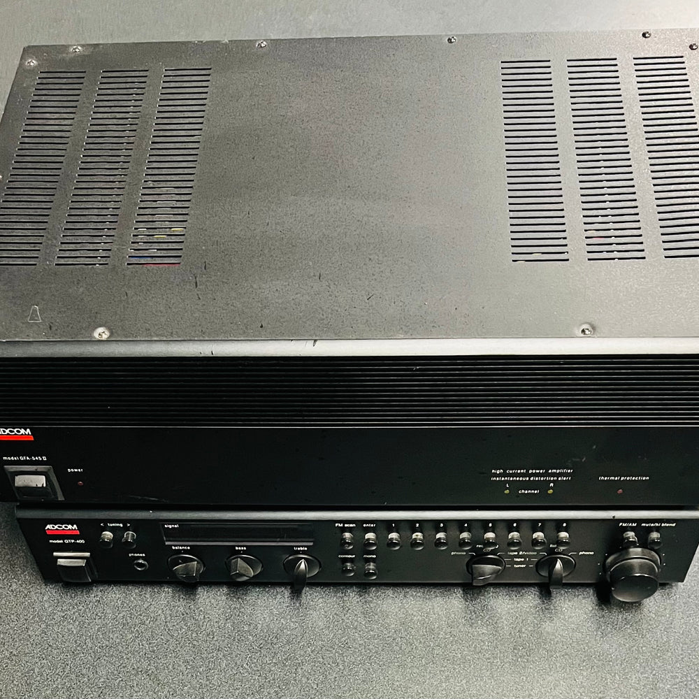 Adcom GFA-545II Stereo Power Amplifier and Adcom GTP-400 Preamplifier