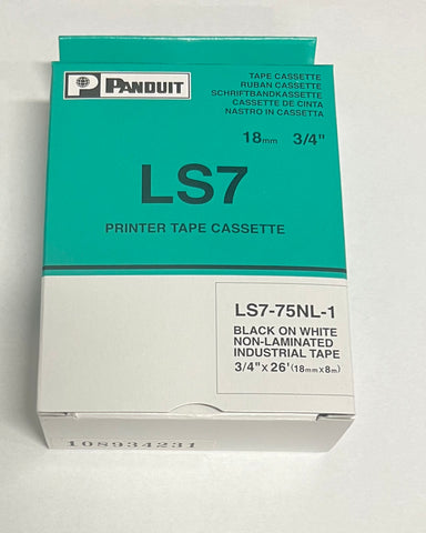 Lot Of 2 Panduit LS7 Black on White Label Tape 3/4" 18mm LS7-75NL-1