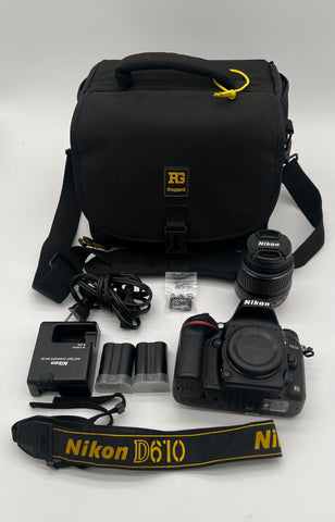 Nikon D610 DSLR 24.3 MP Digital Camera Body W/ AF-S 18-55mm VR and Accessories