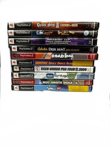 Lot of 10 Playstation 2 Video Games SIMS 2, DDRMAX, GUITAR HERO, ETC