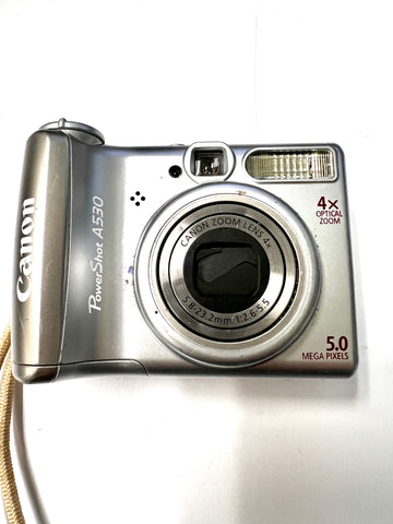 Canon PowerShot A530 5.0MP Digital Camera Silver TESTED No Battery