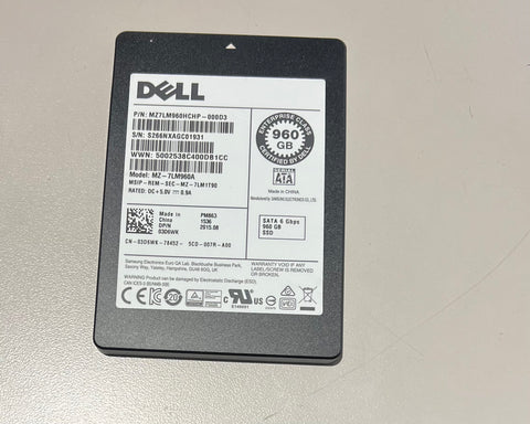 Dell 03D6WK Internal Hard Drive 960GB 6GB SATA 2.5" SSD MZ7LM960HCHP-000D3