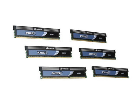 Corsair XMS3 12GB (6x2GB) PC3-12800 DDR3-1600MHz RAM HX3X12G1600C9 - Securis