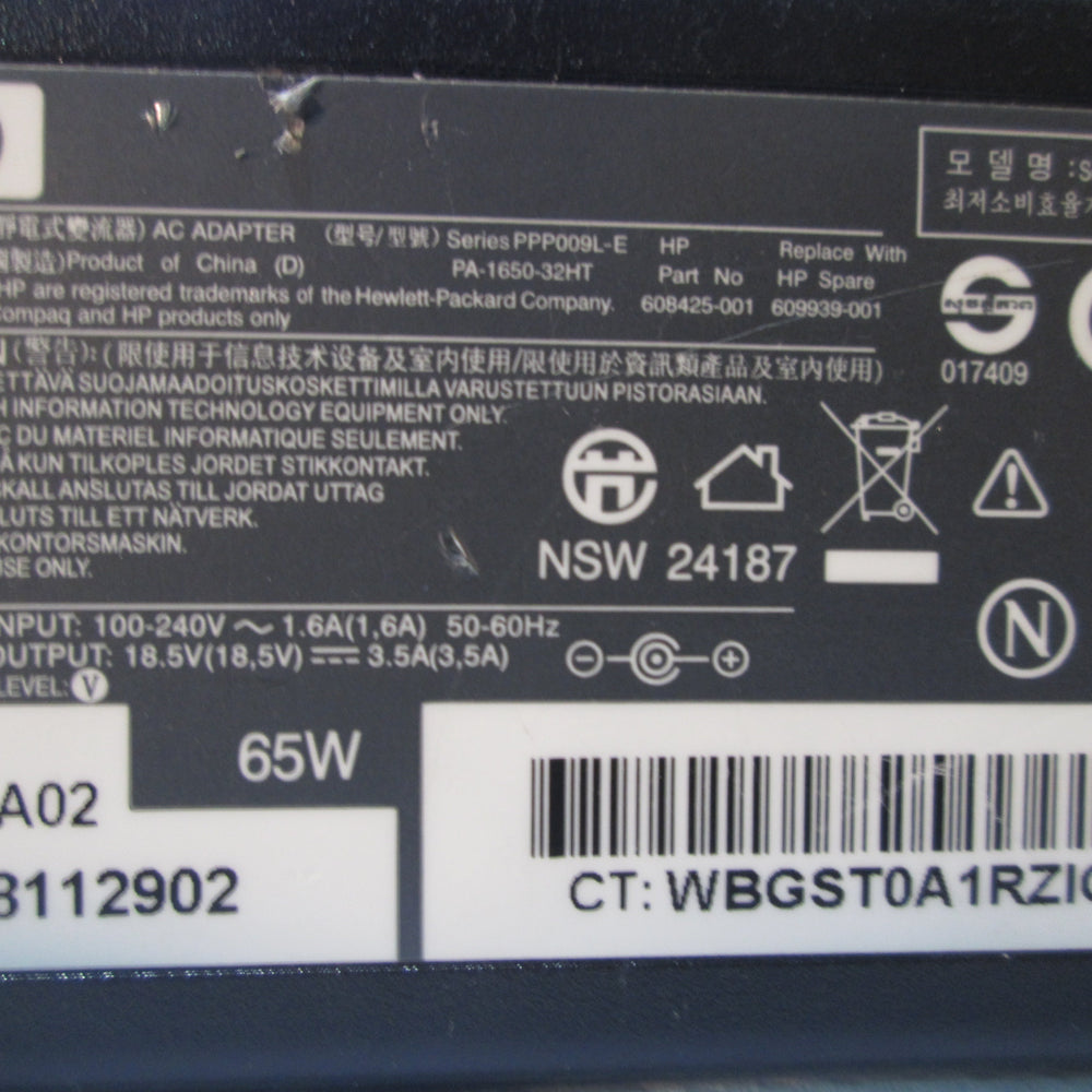 Genuine HP 65W AC Adapter 18.5V 3.5A 608425-001 608425-002 608425-003 - Securis