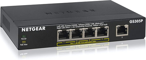NEW Netgear 5-Port PoE Gigabit Ethernet Unmanaged Switch GS305P - Securis